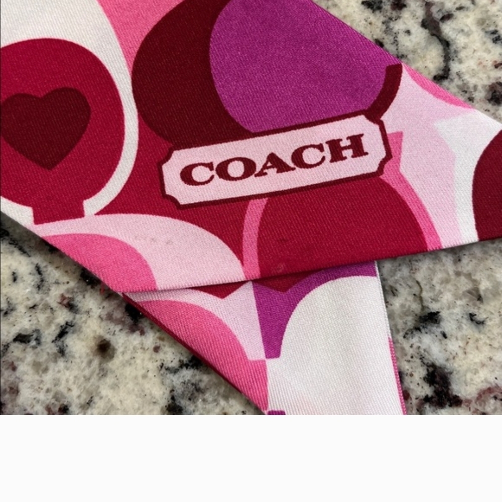 Coach Vibrant Pink and Red Patterned Scarf